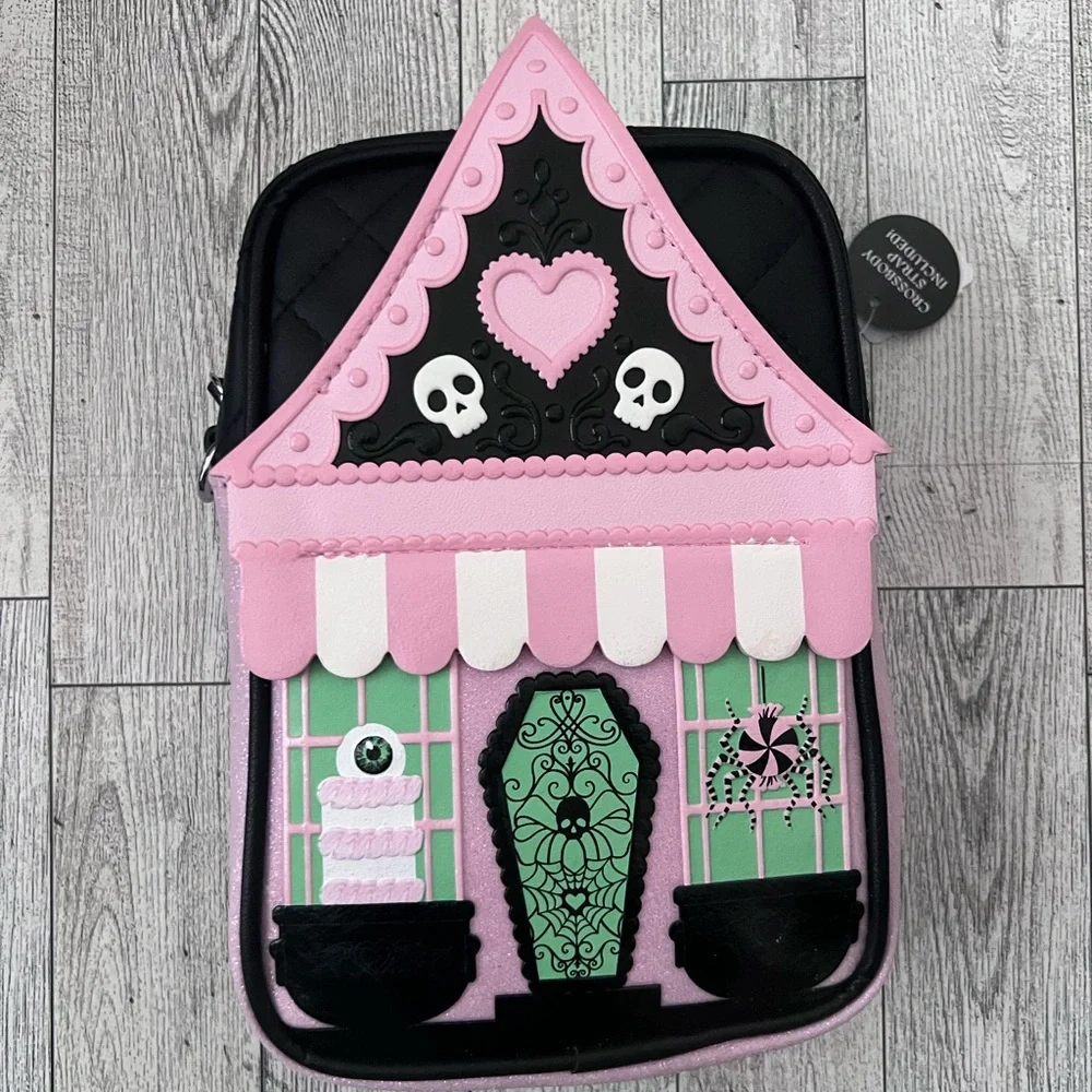 Bath and Bodyworks Pink and Black Gothic style Haunted House Crossbody